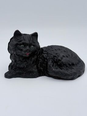 Vintage Antique Cast Iron Cat Doorstop 6lbs Original Paint Green Eyes
